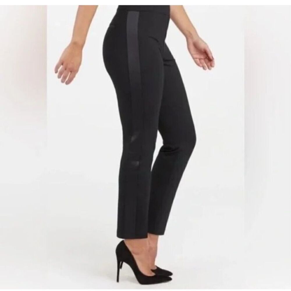Spanx Black pullon ponte tux stripe pants M